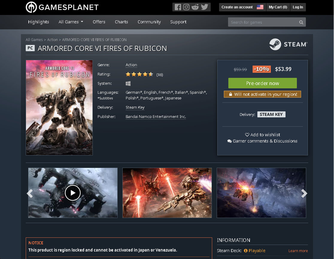 Steamキー販売業者で探すと、日本で使えるという業者もあれば、使えないという業者もある。正しい情報かどうかを確認するのは難しい