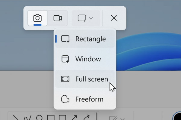 スクリーンショットの撮影・録画を切り替えられる新しい「Snipping Tool」キャプチャーバー