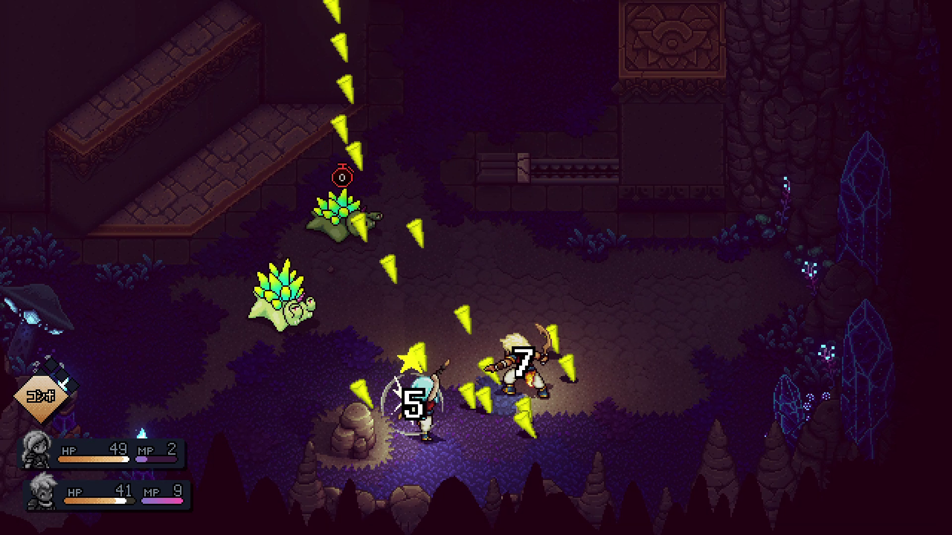 敵の攻撃の瞬間にボタンを押せると、防御してダメージを減らせる