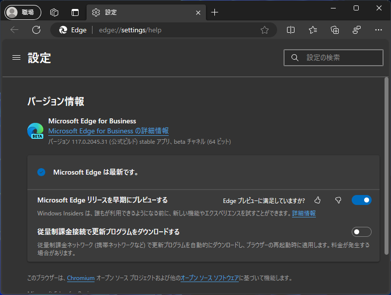 「Microsoft Edge」v117.0.2045.31
