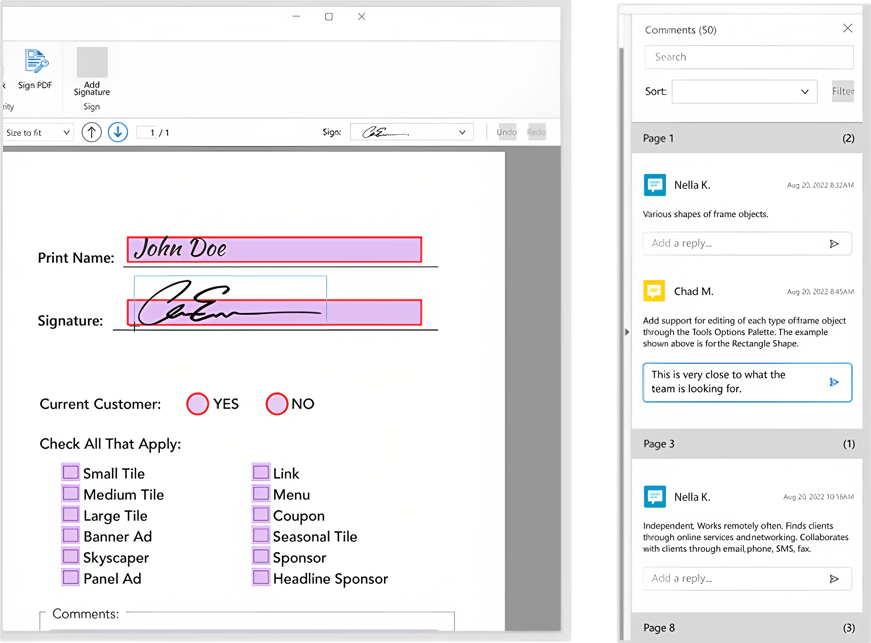 PDF内のフォームに入力できるように
