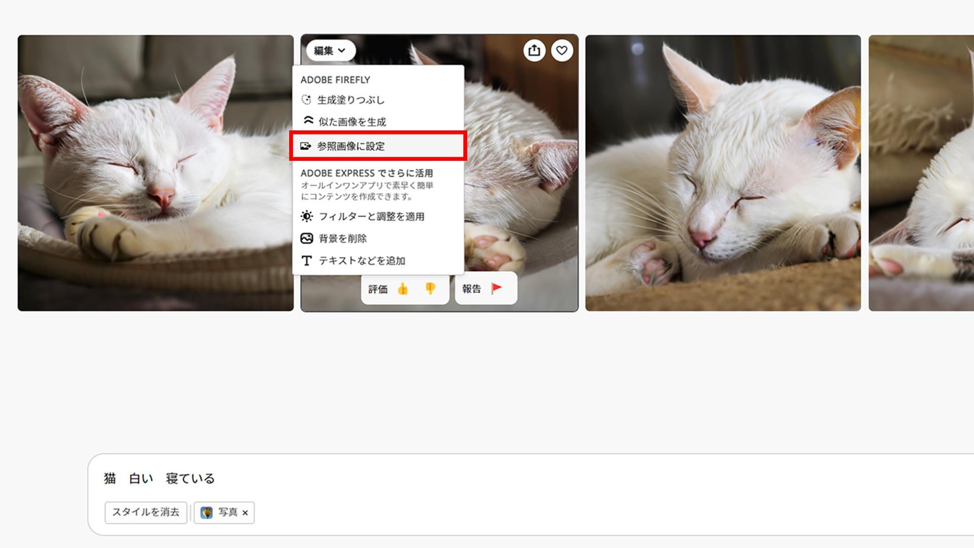今度は［参照画像に設定］をクリックしてみましょう