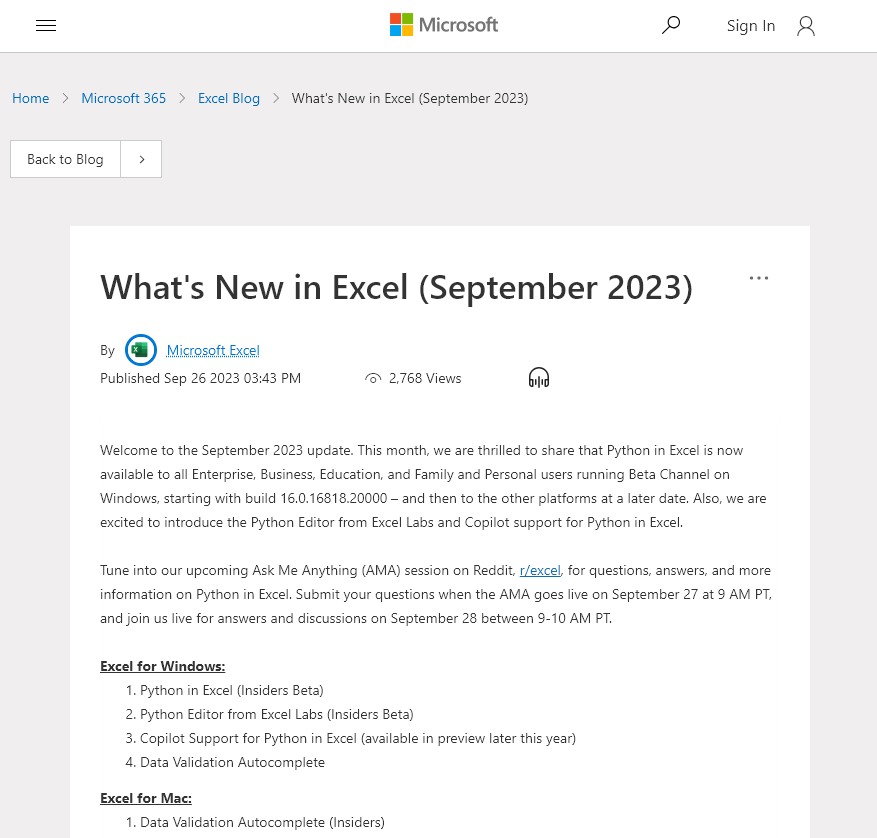 「Excel」9月のアップデートまとめが発表