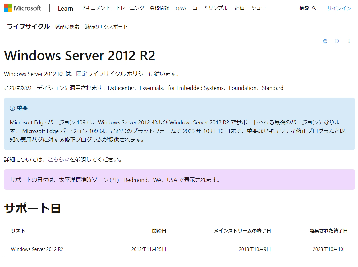 「Windows Server 2012/2012 R2」のサポートが米国時間10月10日に終了