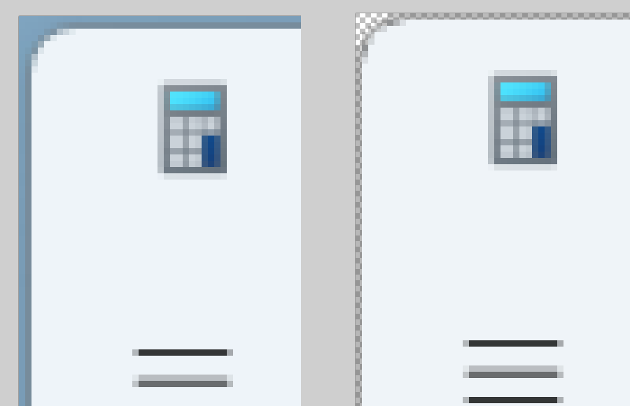 「電卓」アプリをOS標準の「Snipping Tool」で撮影したスクリーンショット（左）と「PriScVista」で撮影したスクリーンショット（右）。900％に拡大