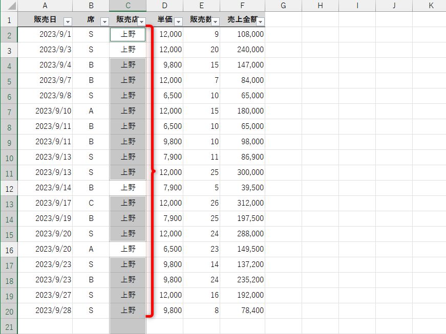 不要な行をまとめて削除できた