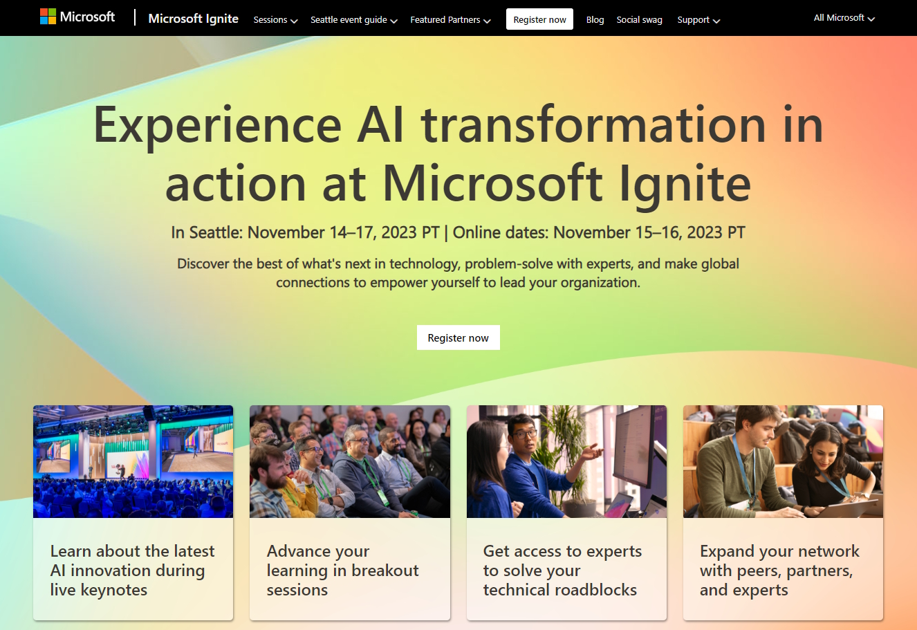 「Microsoft Ignite 2023」の公式サイト