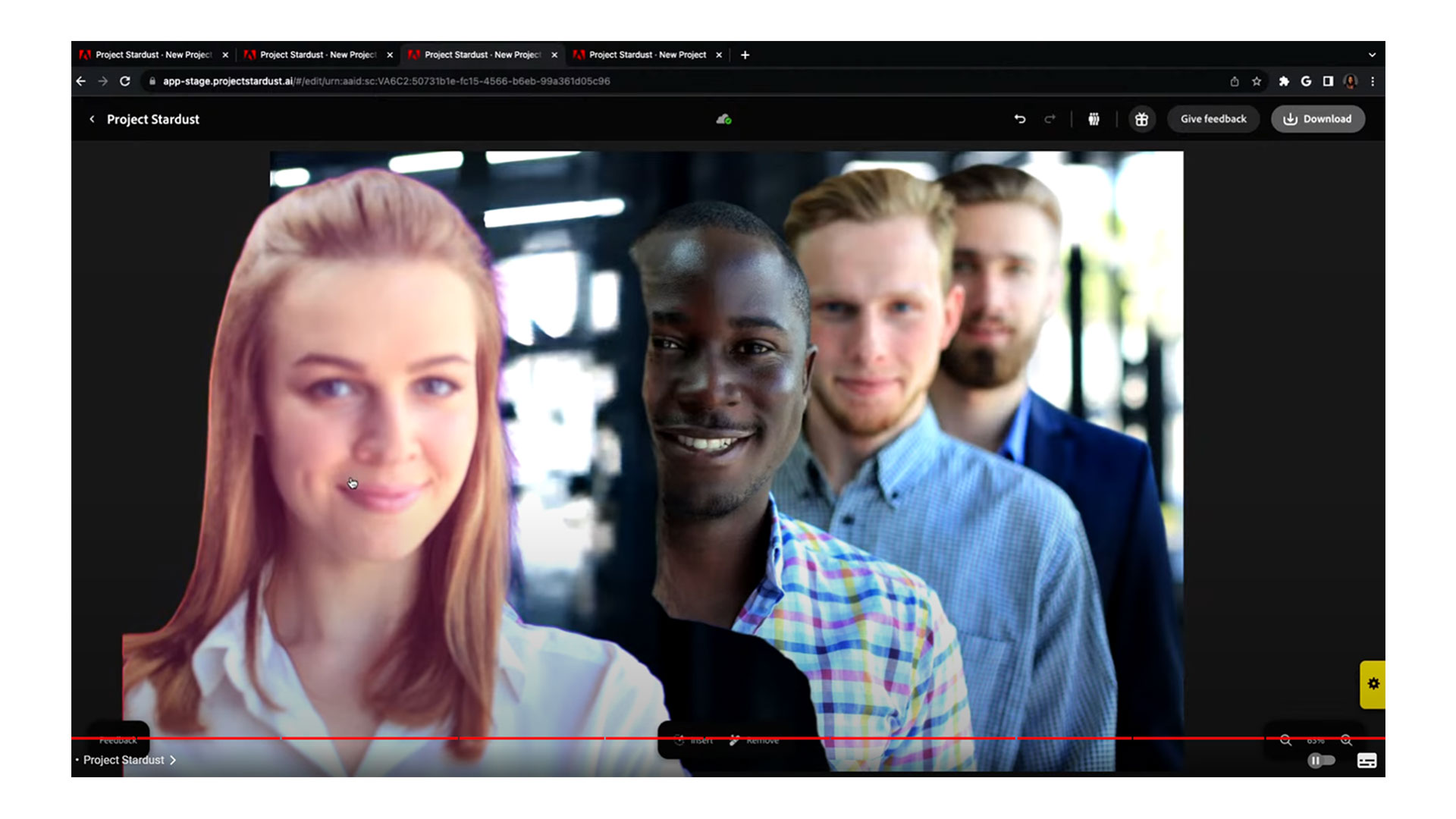 元々隠れていた部分がそこにあったかのように生成されています