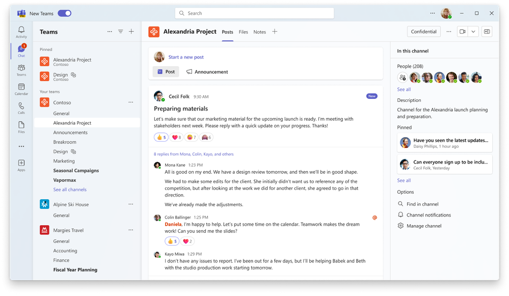 「Microsoft Teams」のチャネルに新しいビジュアルデザイン