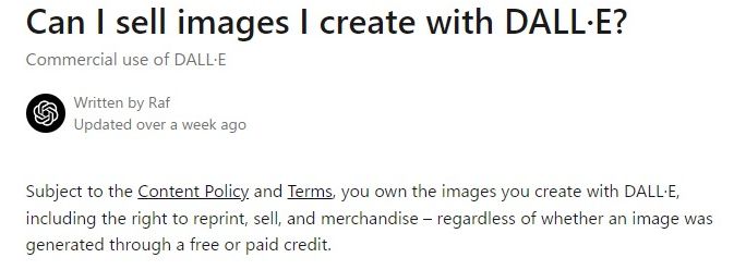 一方の「ChatGPT」のDALL-Eの規約には「you own the images you create with DALL·E, including the right to reprint, sell, and merchandise」という文言があり、生成した画像は生成者の所有物であり、転載、販売、商品化する権利がある旨が記載されています