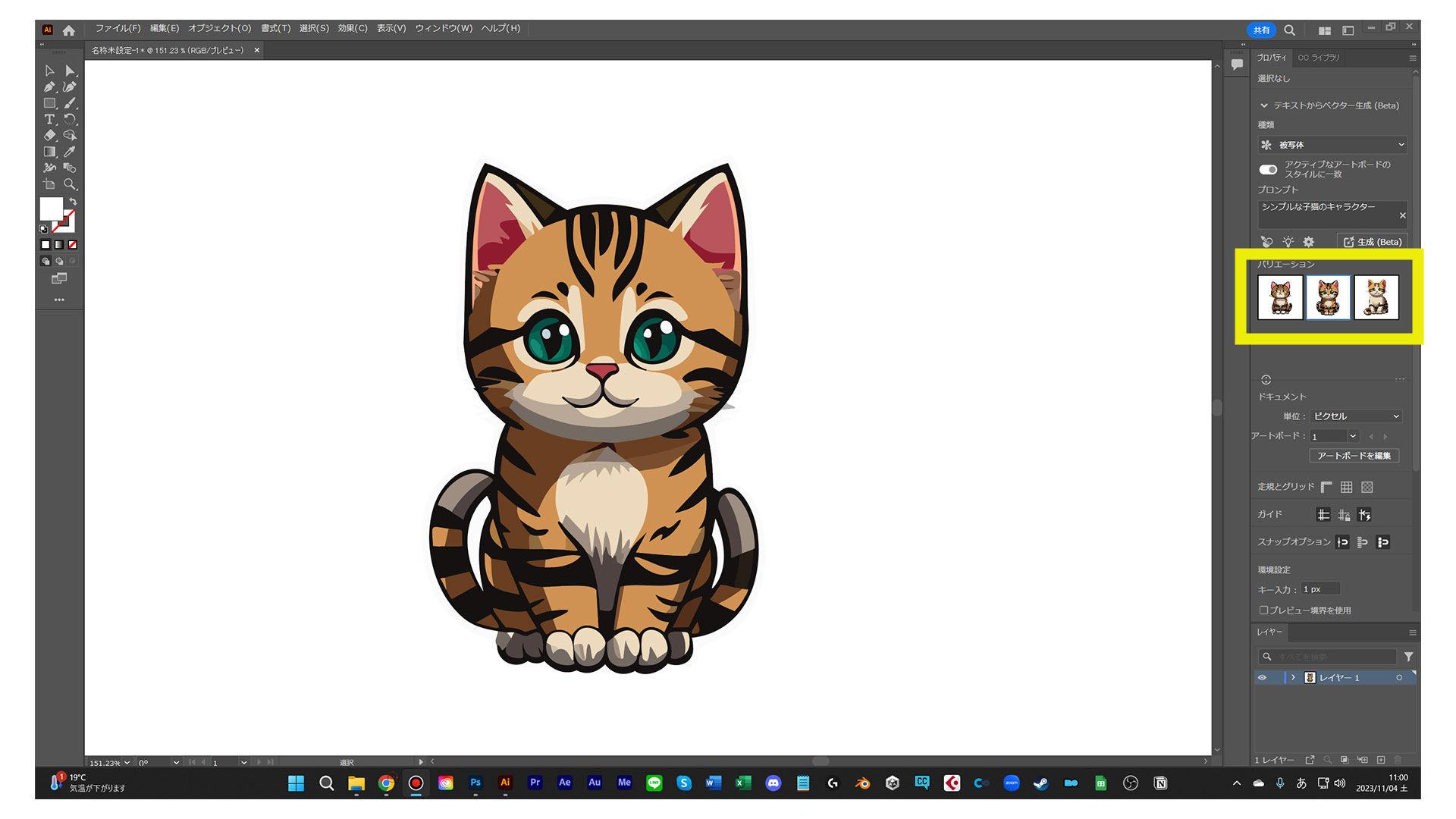 一度に3種類の画像が生成されます