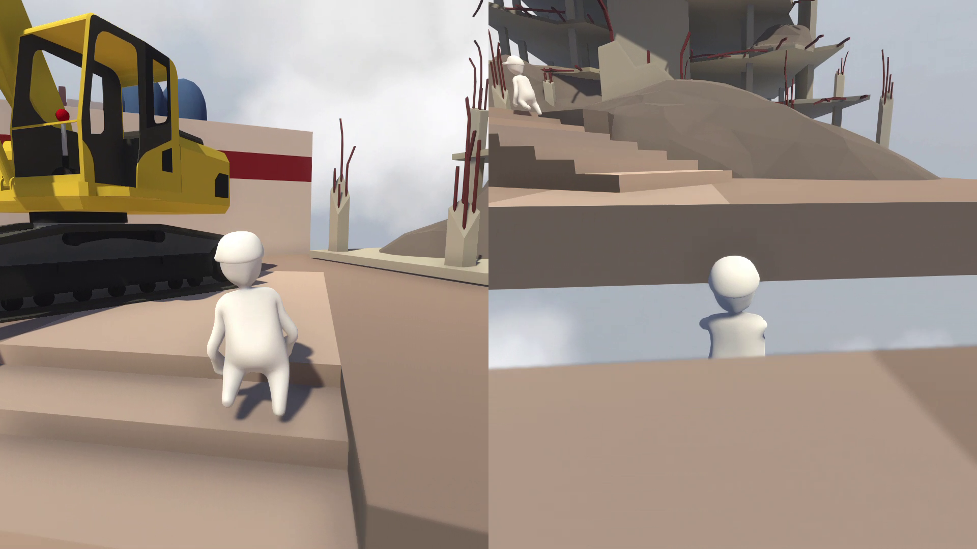 向こう側にジャンプして飛びつこうとしたが届かず、あとは落下するだけ