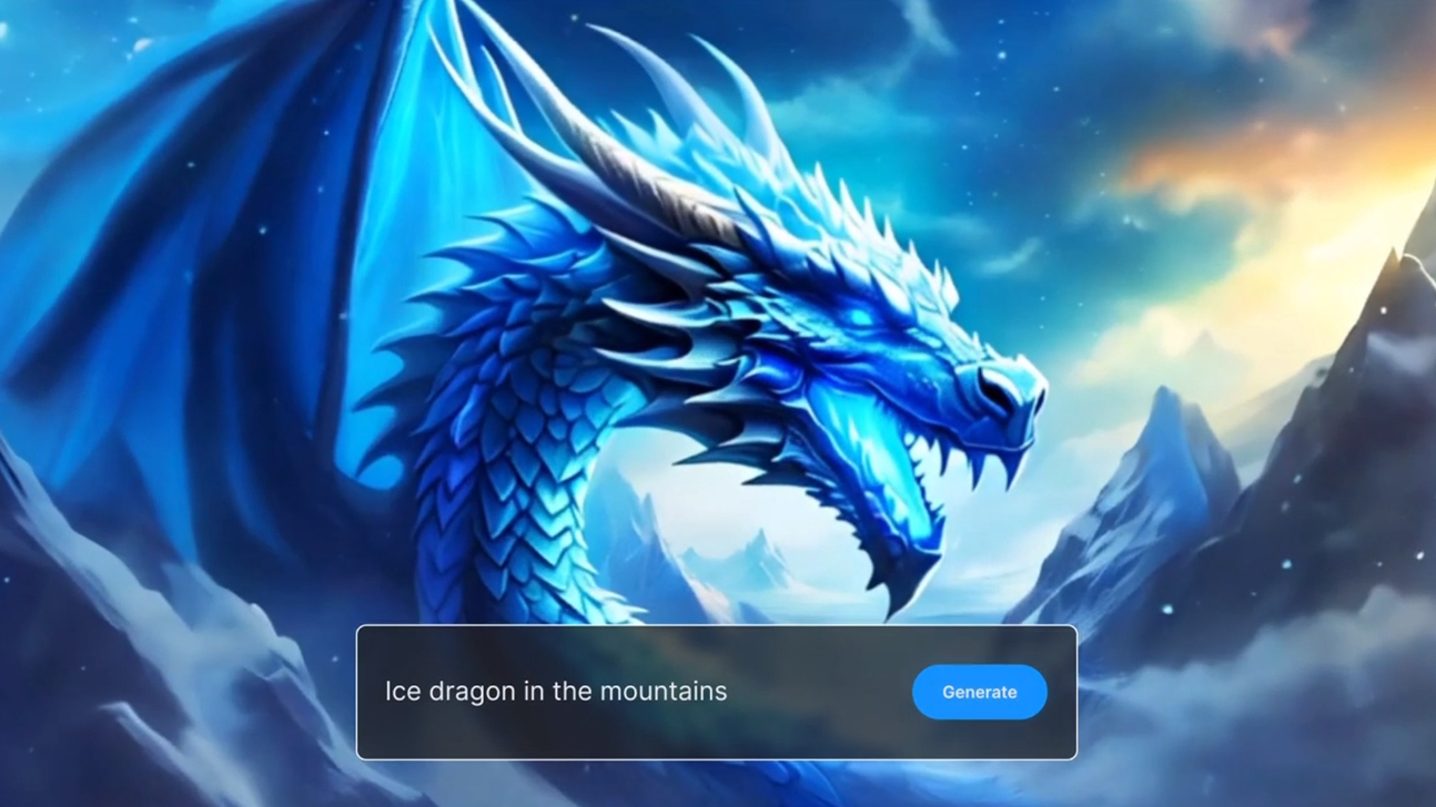 生成イメージ。こちらは「Ice dragon in the mountains」