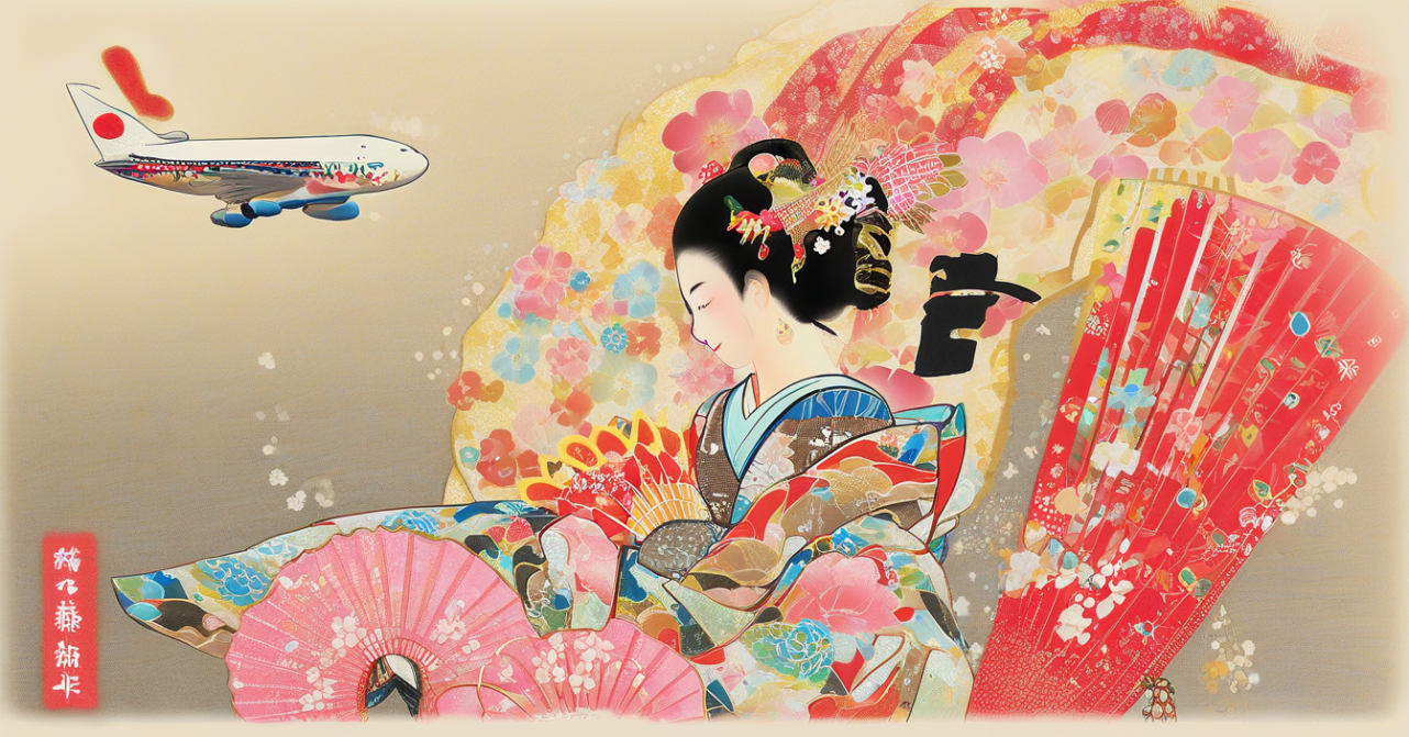 「年賀状,成人式,刀剣,踊る女子,飛行機がドラゴン,日本画,屏風絵」などなどで生成した画像