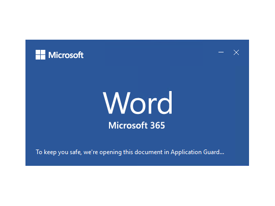 「Microsoft Defender Application Guard for Office」で保護された「Word」。タイトルバーやタスクバーアイコンにもインジケーターが表示される