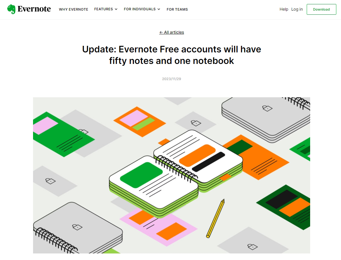 「Evernote」無料プランの上限変更が正式決定。導入は12月4日から