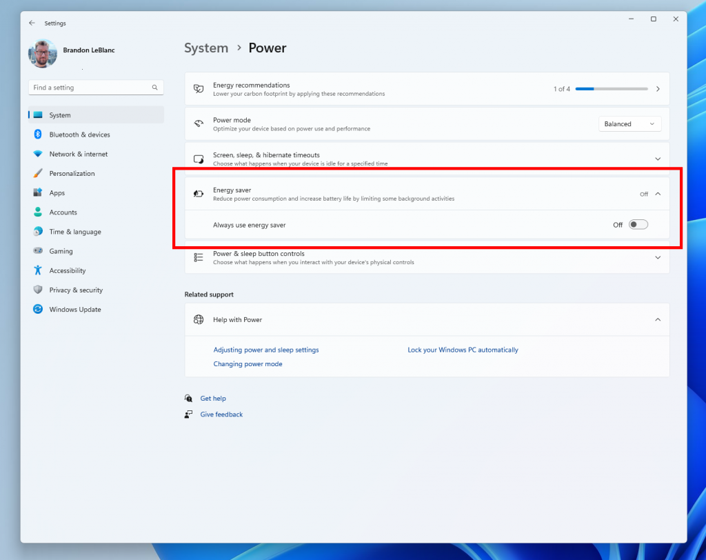 「Energy Saver」と呼ばれる新しい省エネルギー機能が導入