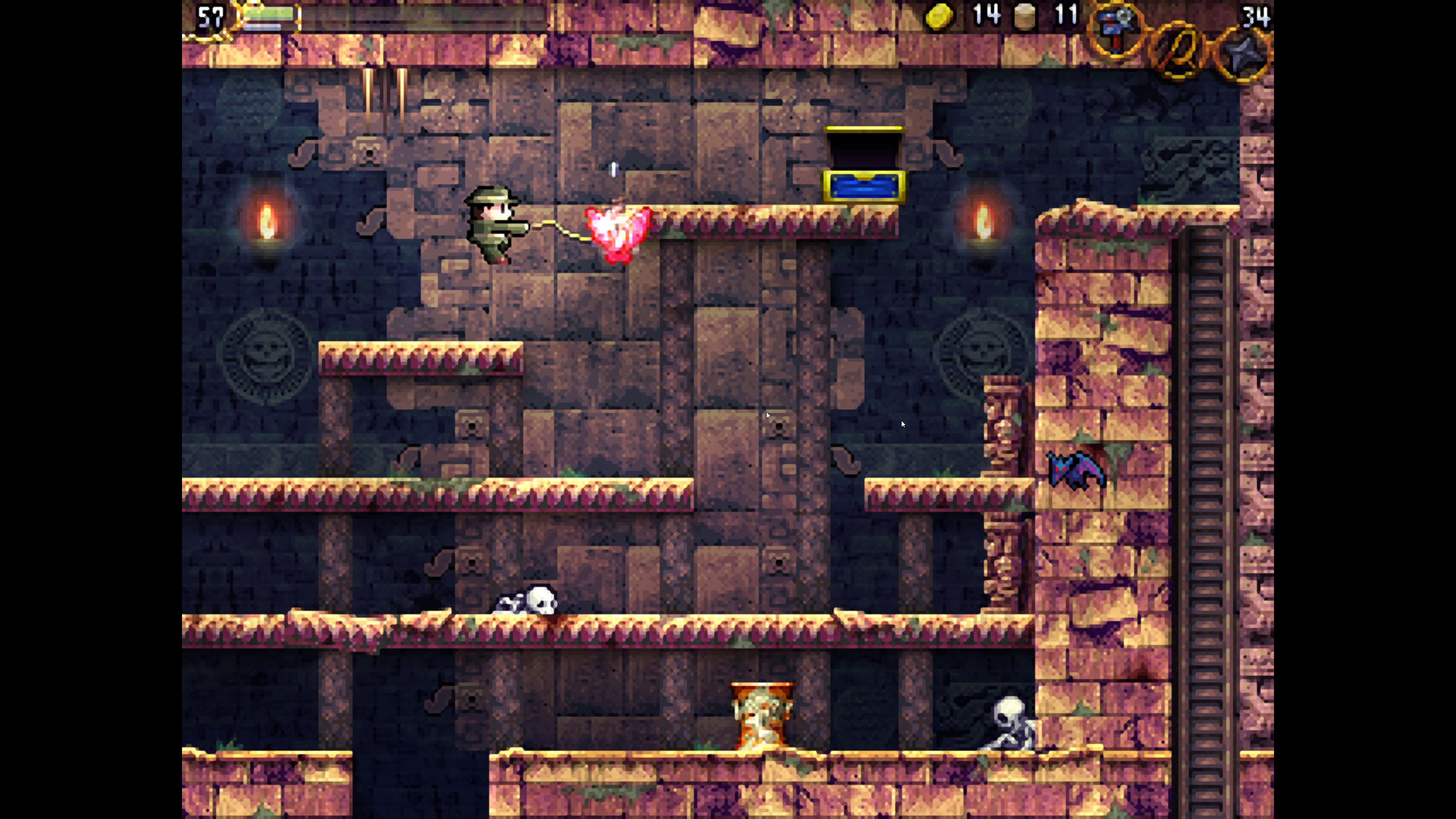 「LA-MULANA」のプレイ画面を「FSR」で4Kにアップスケーリングしたもの。4Kに拡大すると、ドットをうまく丸めているのがわかる