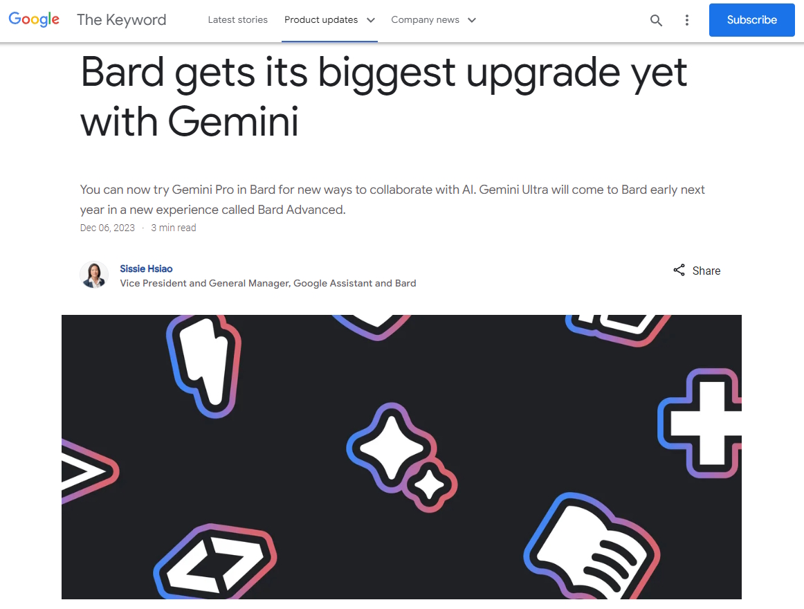 Googleの生成AI「Bard」に大規模アップデート