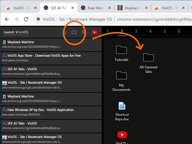 開いているタブをフォルダーにまとめ、デスクトップ上に保存。同じ要領でいろんなものをデスクトップにポイポイしてみよう