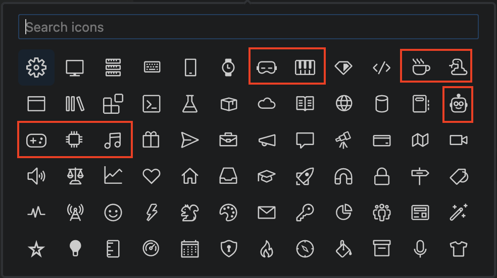 プロファイル機能で追加のアイコンが利用可能に