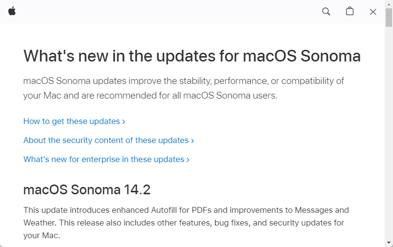Apple、「macOS Sonoma 14.2」を公開