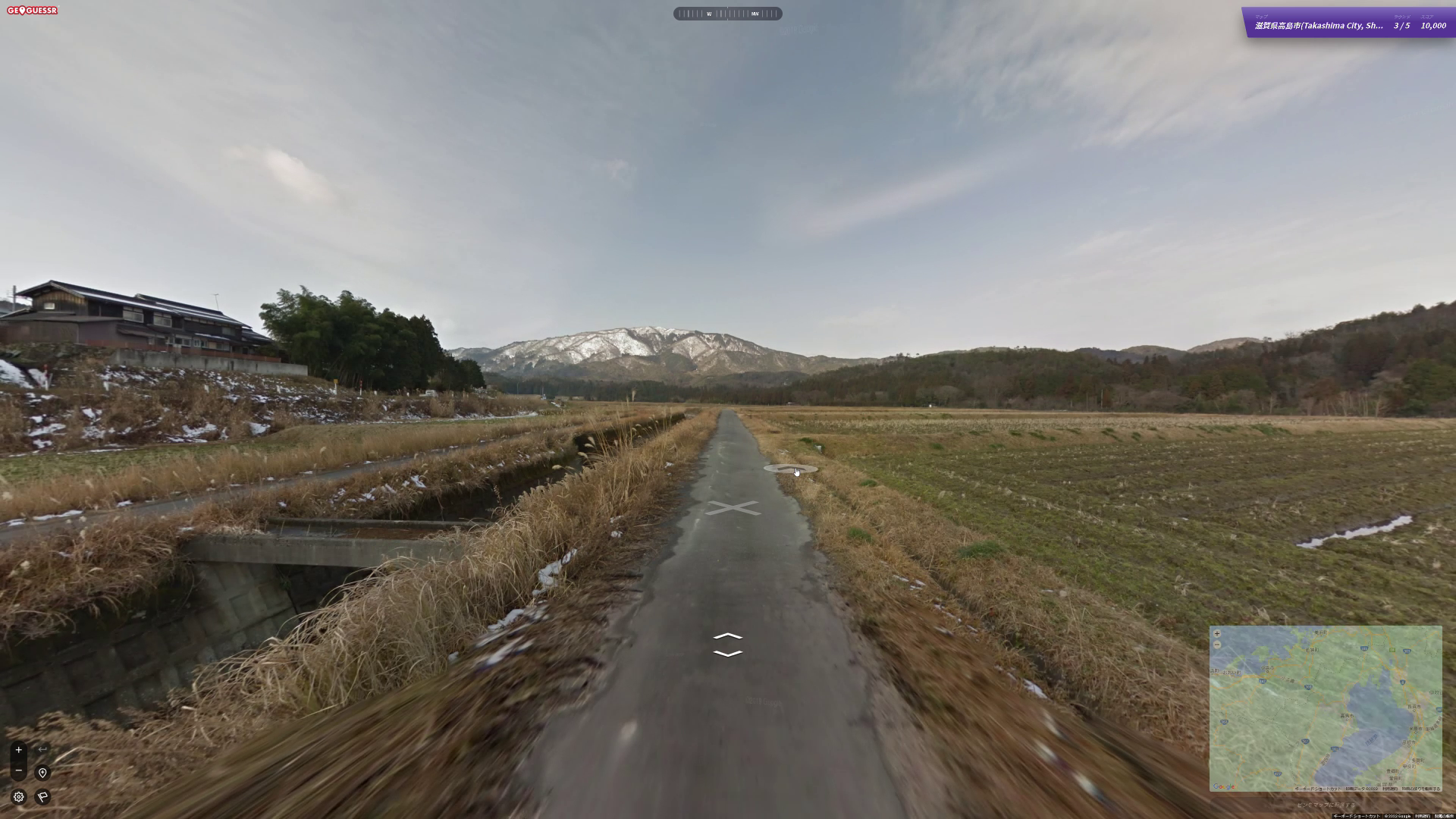 3問目の初期地点。田畑と山と森、これが高島市のトラディショナル