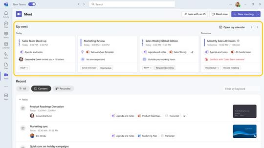 新しいMicrosoft Teamsアプリ「Meet」。ちなみに日本語名は「会議」