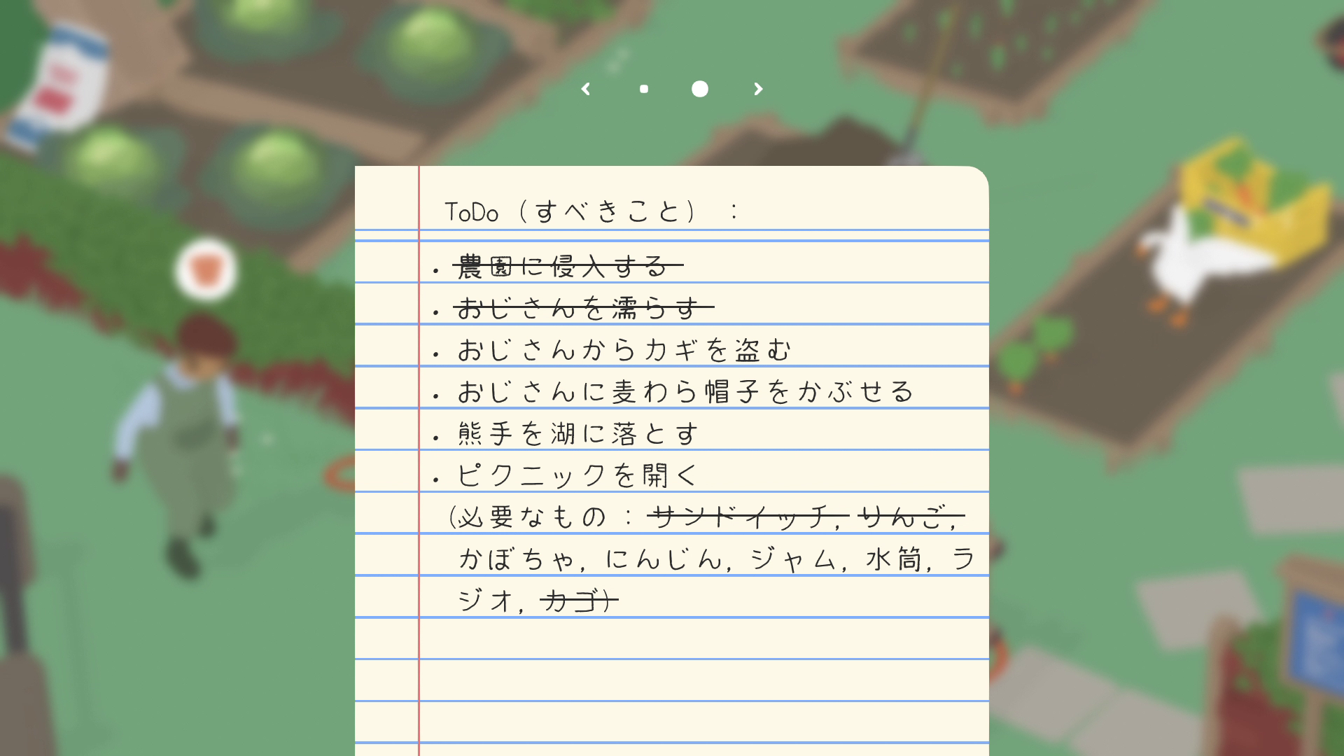 ToDoリストに書かれたいたずらを全て実行するのがゲームの目的