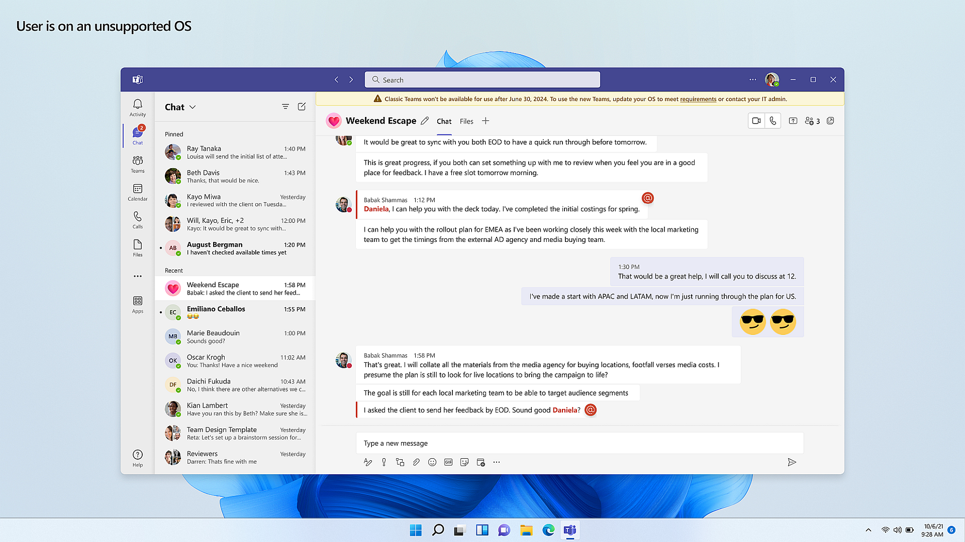 サポートされていないOS（Windows10 LTSC を含む）を使用している場合の通知
