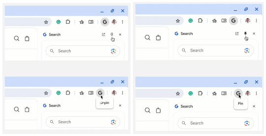 サイドパネルのピン留め