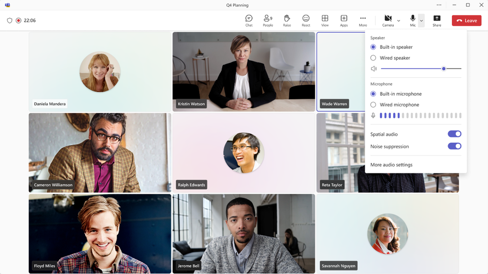 オーディオのフライアウトメニュー