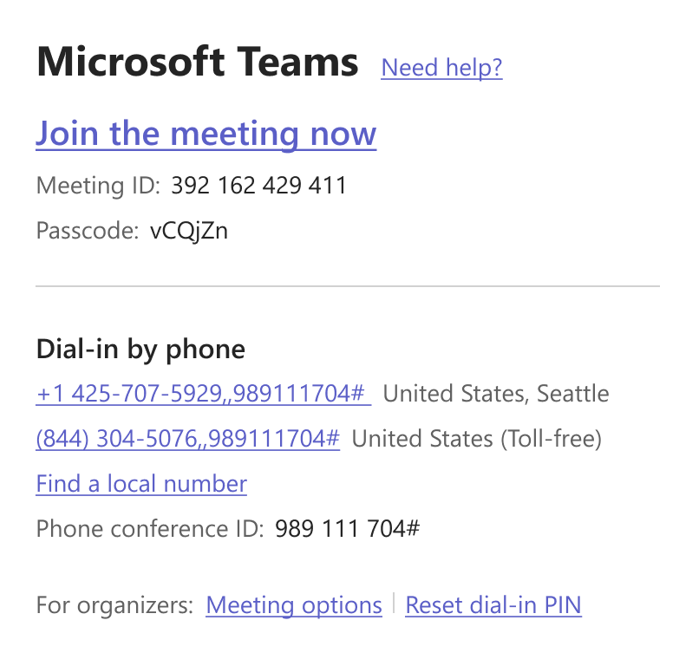 新しい会議の招待通知