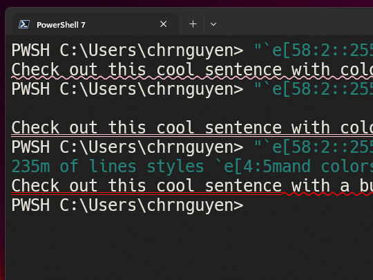 色付きの下線、中線、破線、点線、二重下線をレンダリングできるように