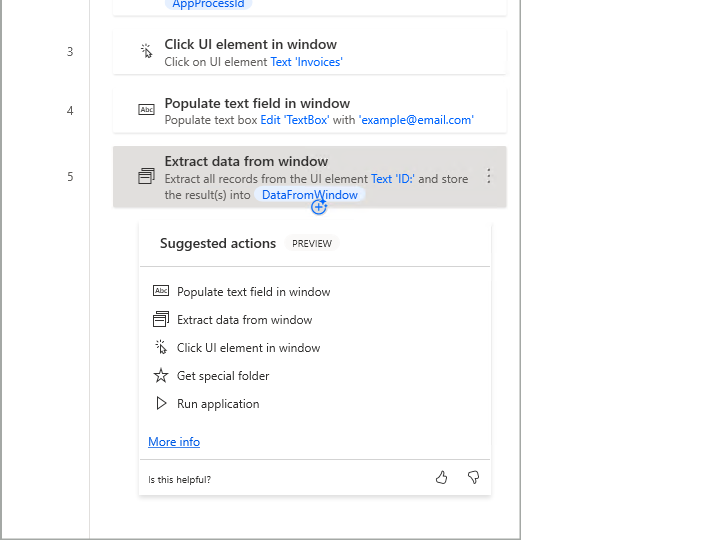 「提案されたアクション」（Suggested actions）
