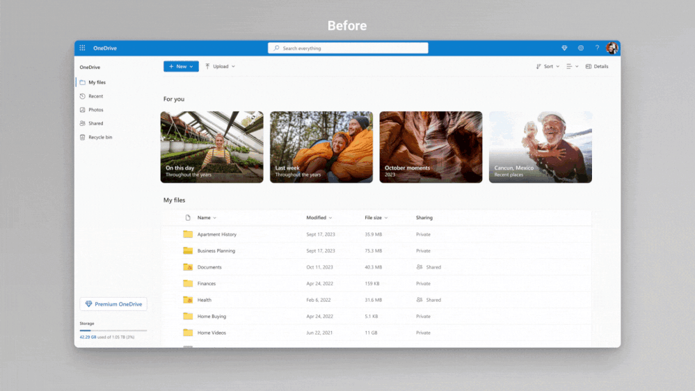 「OneDrive」のホーム画面がデザインを一新