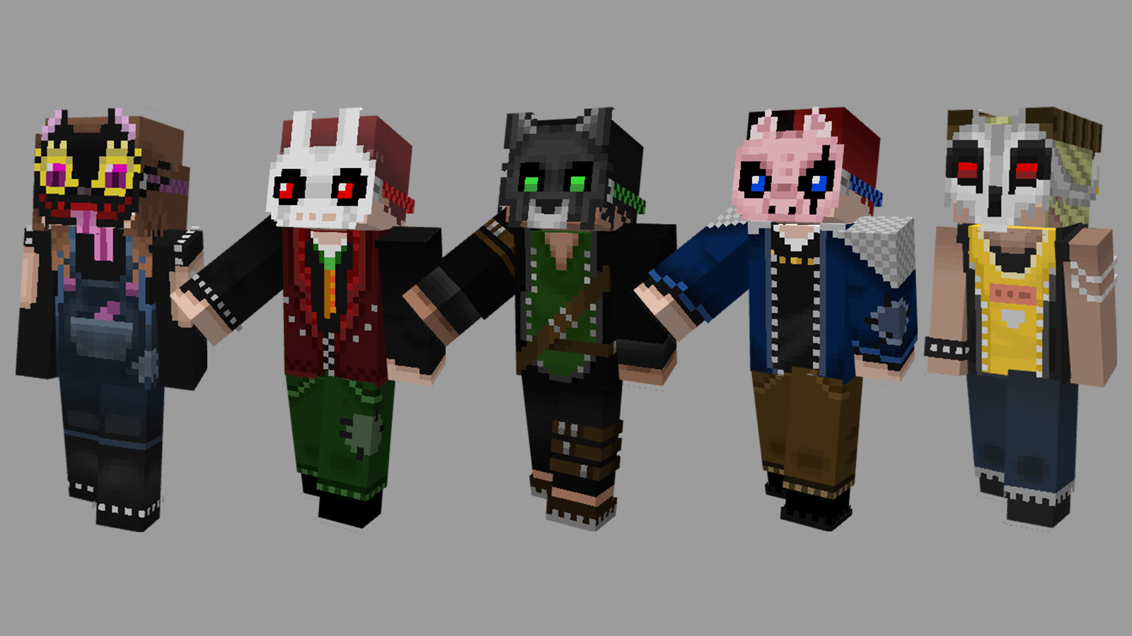 左から、「ネコ」、「ウサギ」、「イヌ」、「ブタ」、「ヤギ」