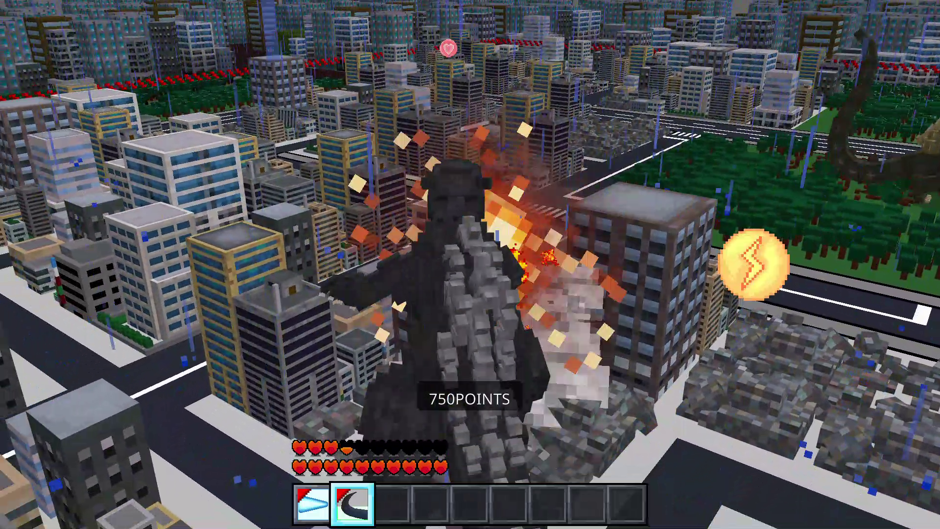 街を壊すとアイテムが出てくるので、敵と戦いつつ街を壊しまくる