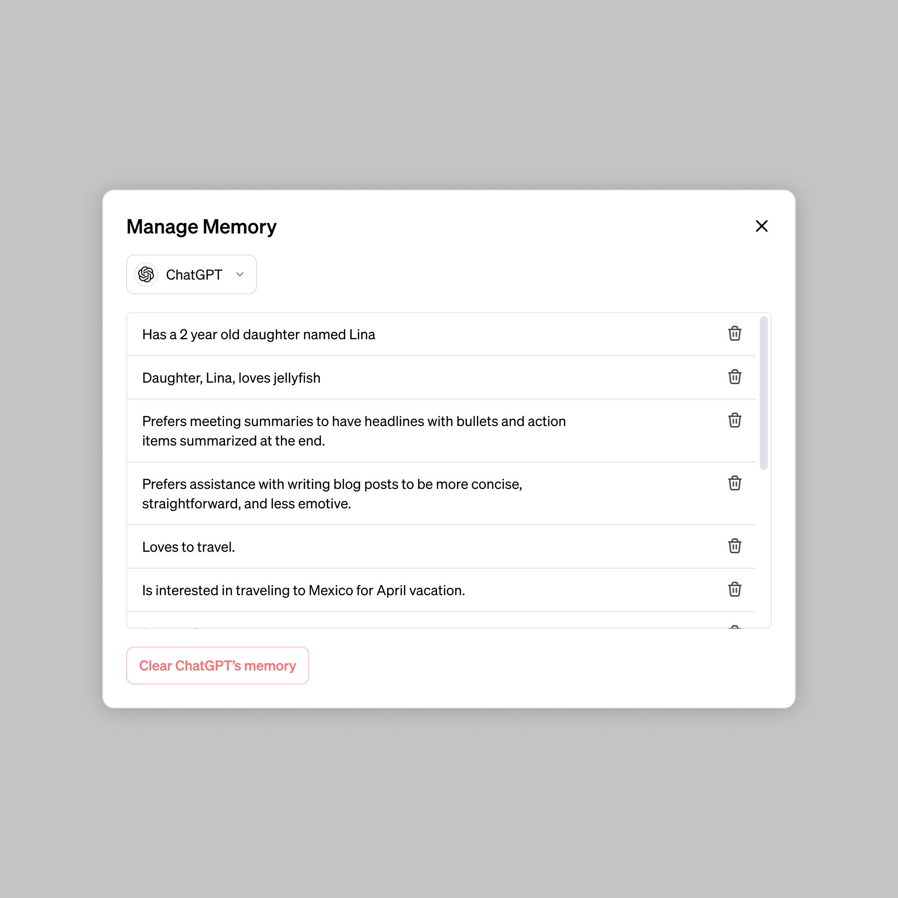 「ChatGPT」に搭載される「Memory」機能