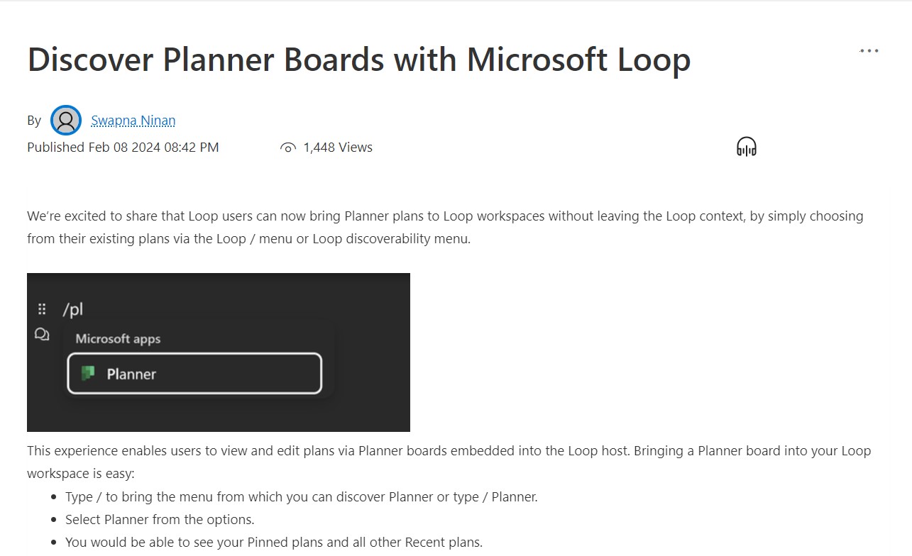 「Microsoft Loop」アプリから「Planner」のボードが管理可能に