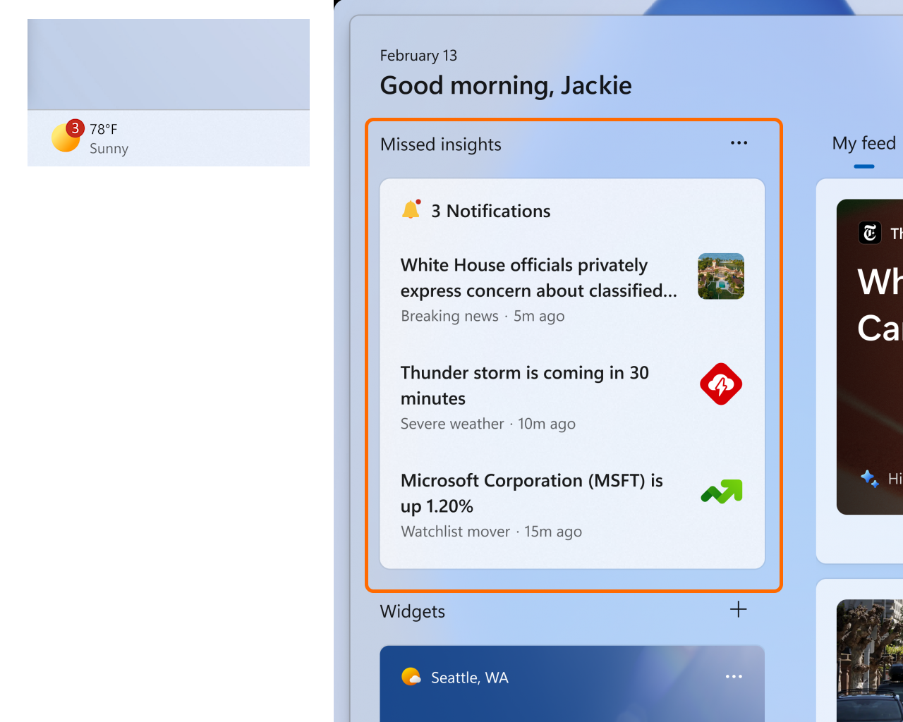 ウィジェットの新しい通知バッジ