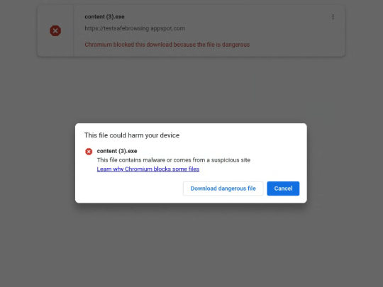 マルウェアダウンロードの警告メッセージなどを見直し