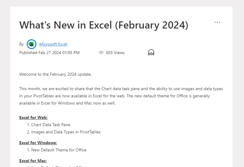 「Excel」2月のアップデートまとめが発表