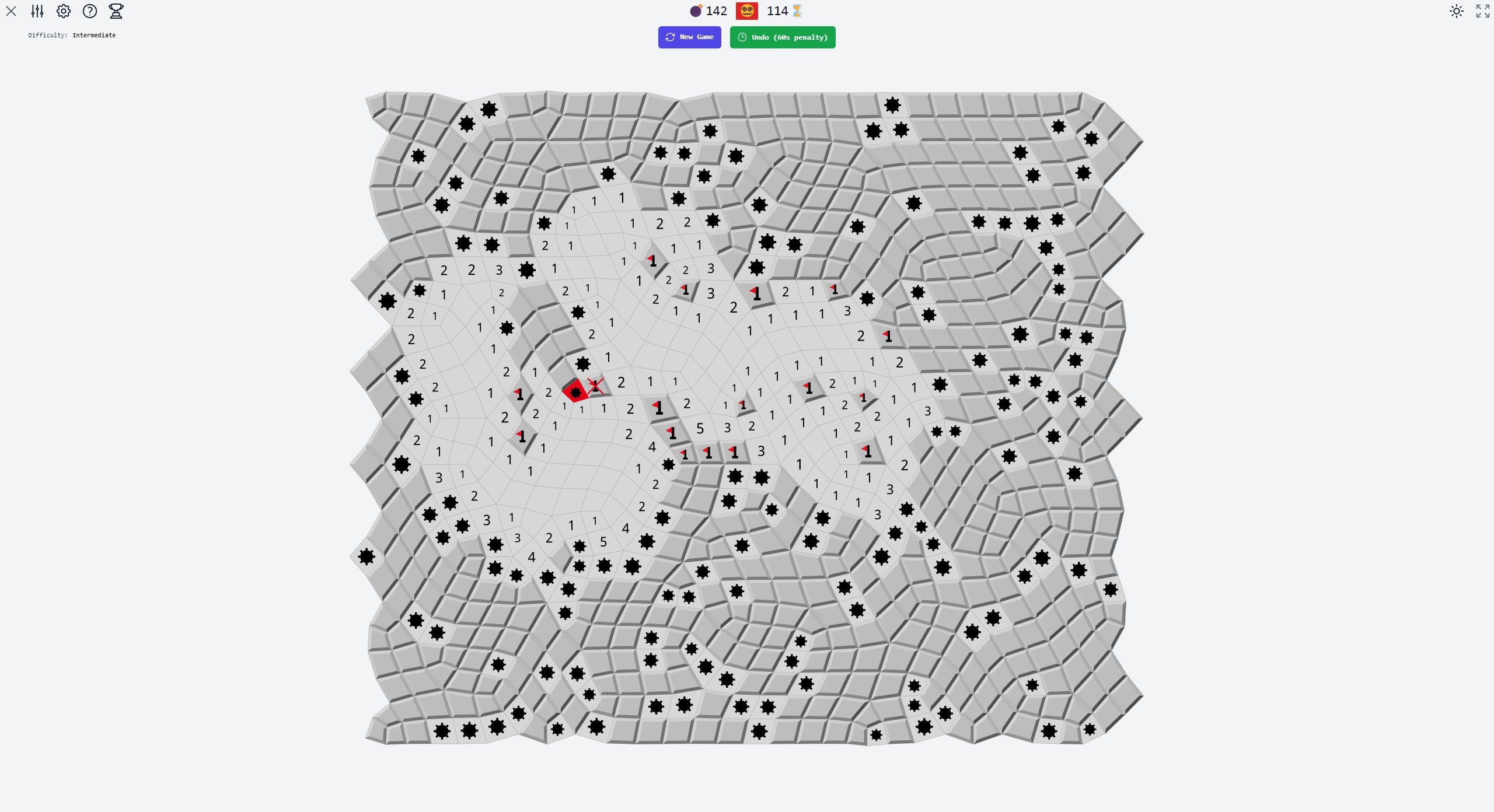 苦手なりに頑張ったと思うのですが、隣接しているマス数がわかりにくくて大変です