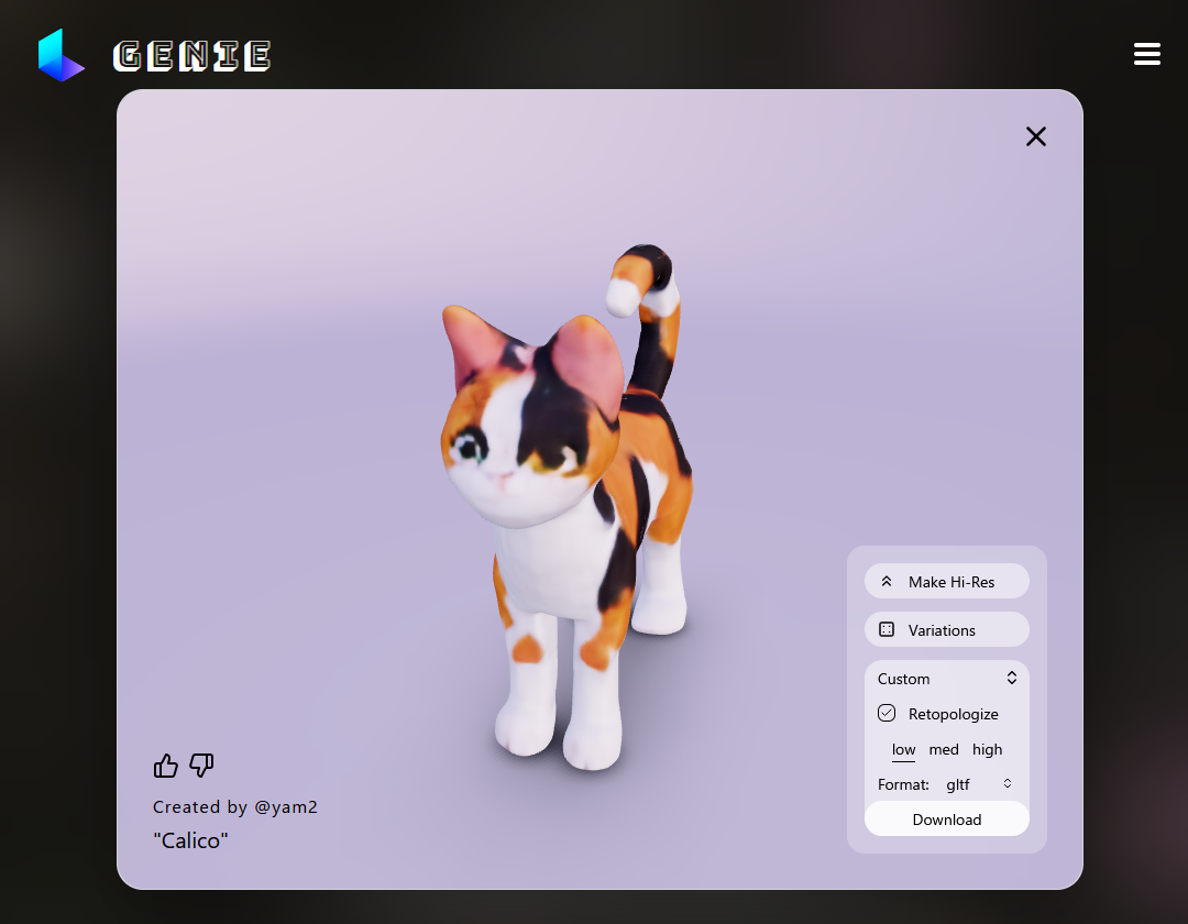 左下のパネルからオプションやダウンロードが可能