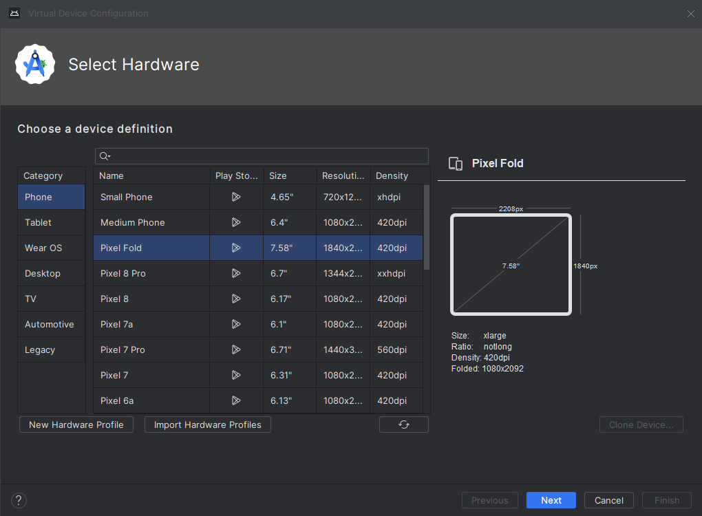 最新の「Pixel 8」「Pixel 8 Pro」デバイスに対応した「Android Emulator 34.2」