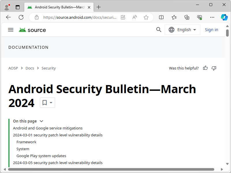 Androidにセキュリティアップデート