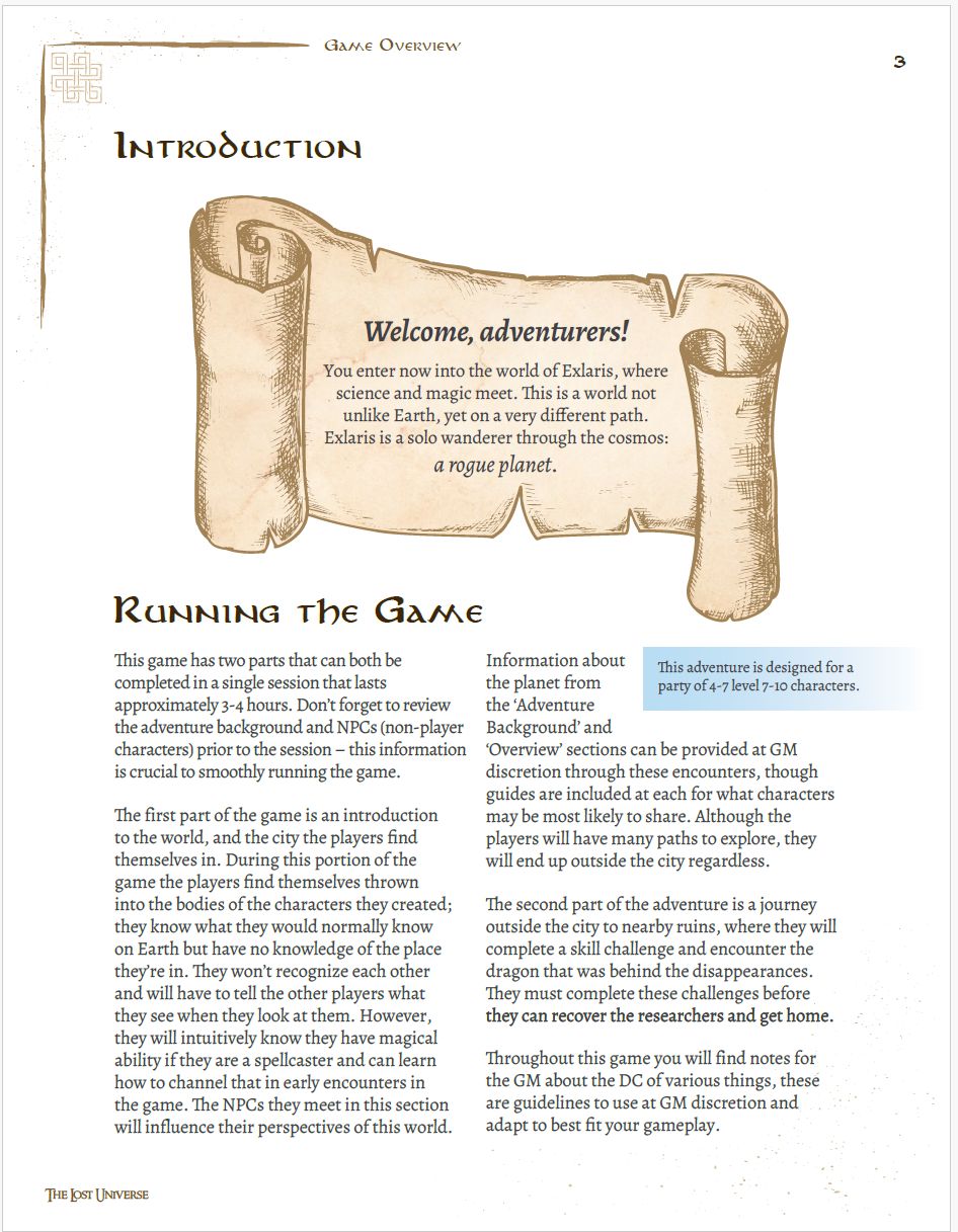 シナリオの冒頭部分。44ページに渡る英文PDFが用意されていてかなりのテキスト量