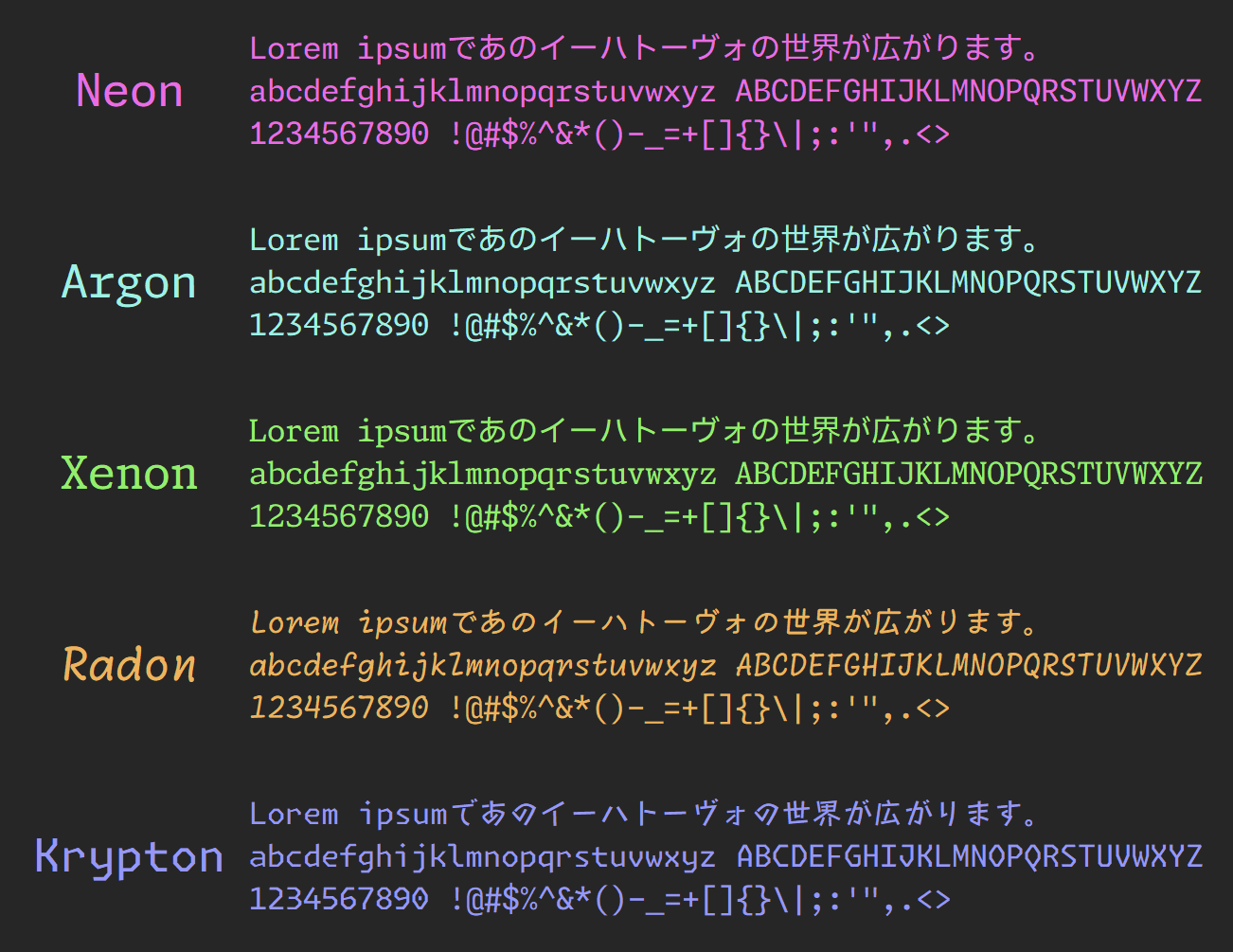 5つのスタイルが利用できる