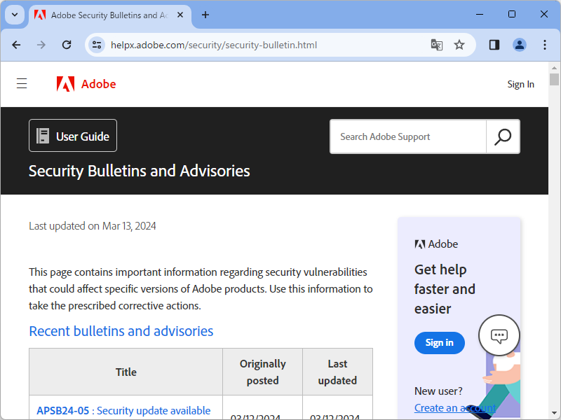 同社のセキュリティ情報ページ